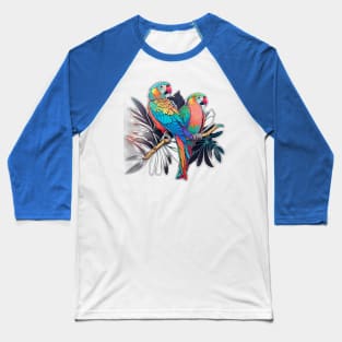 Beautiful 16 bit Colourful Birds Baseball T-Shirt